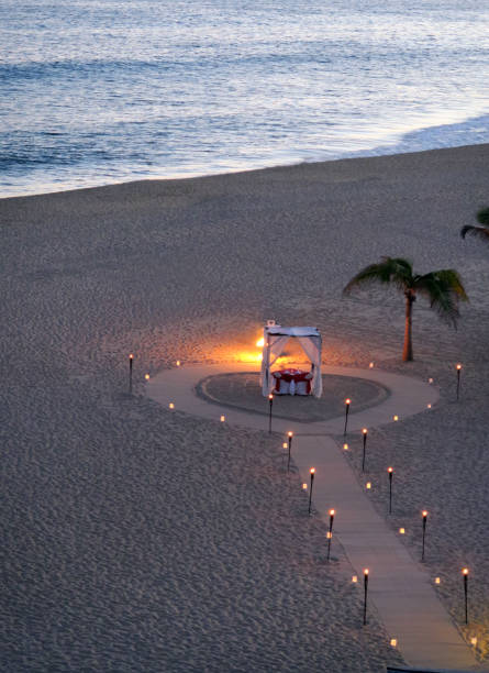 istock Manicured beach for sunset dinner in San Jose Del Cabo 641039152