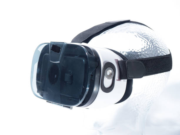 istock Virtual Reality Glasses on Transparent Glass Head 641040852