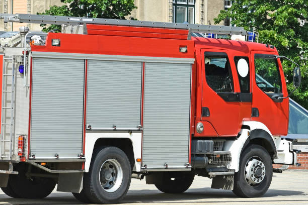 istock Fire truck on the street 641043054