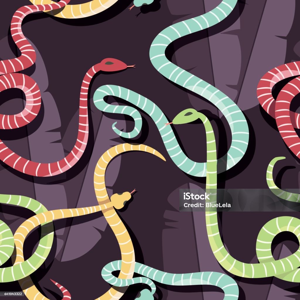 Tree Snake Pattern Seamless Pattern With Colorful Intertwined Striped Rain Forest Snakes ...
