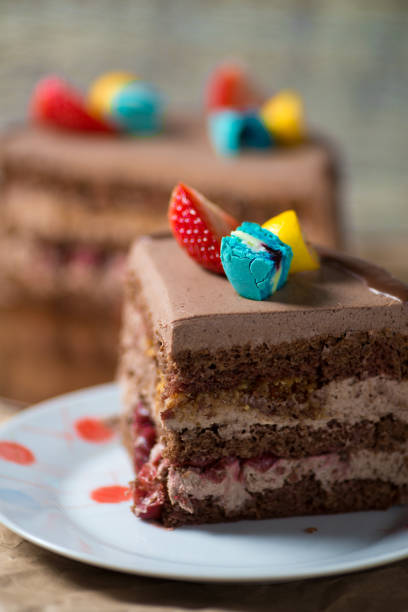 istock chocolate cake with strawberries 641043520