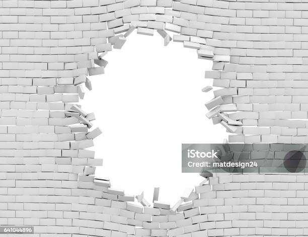 White Breaking Wall Stock Illustration - Download Image Now - Wall - Building Feature, Emergence, Breaking
