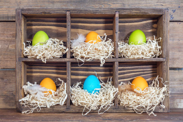 istock Easter colorful eggs in the nests 641045740