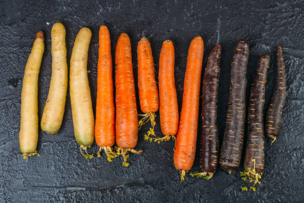 istock fresh colorful mix carrots on black texture background 641046450