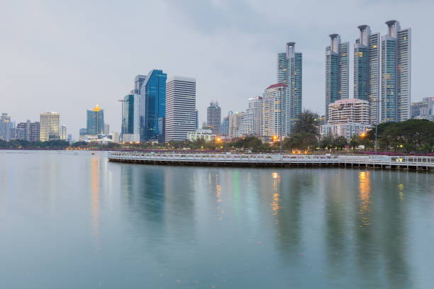 istock Office building and reflection over water lake 641046868