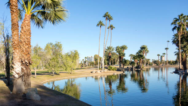 istock Reflections in Encanto Park Lake, Phoenix, AZ 641046936
