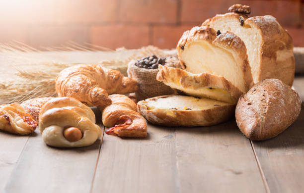 istock Assortment of baked bread and wheat 641046946