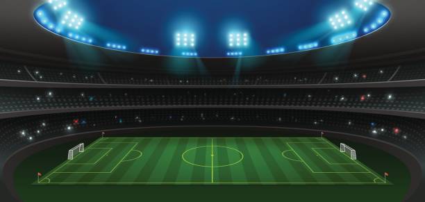 футбольный футбольный стадион в центре внимания - american football stadium stock illustrations