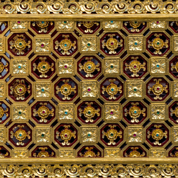 istock Thai wood carved pattern in Thai's temple 641048672