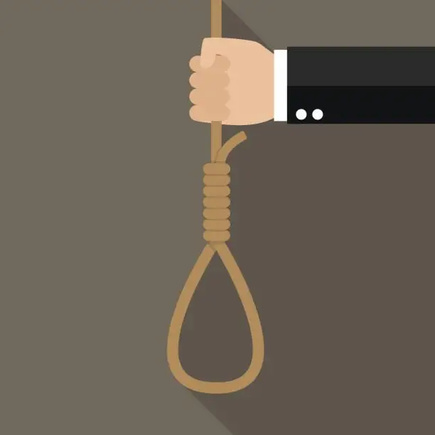 Vector illustration of Hand with rope hanging loop