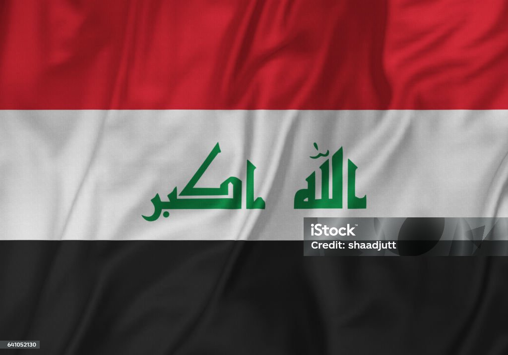 Nahaufnahme Der Gekräuselten Irak Flagge Irak Flagge Im Wind Wehen