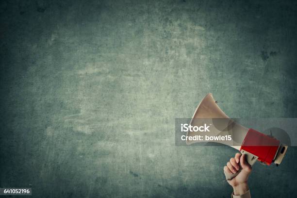 Loudspeaker Stock Photo - Download Image Now - Megaphone, Announcement Message, Chalkboard - Visual Aid