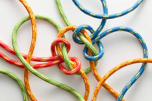 istock Colored ropes tied into a knot 641053054