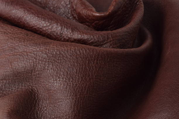 istock Genuine natural dark brown leather texture. 641061506