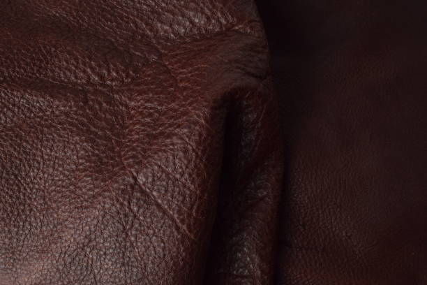 istock Genuine natural dark brown leather texture. 641061576