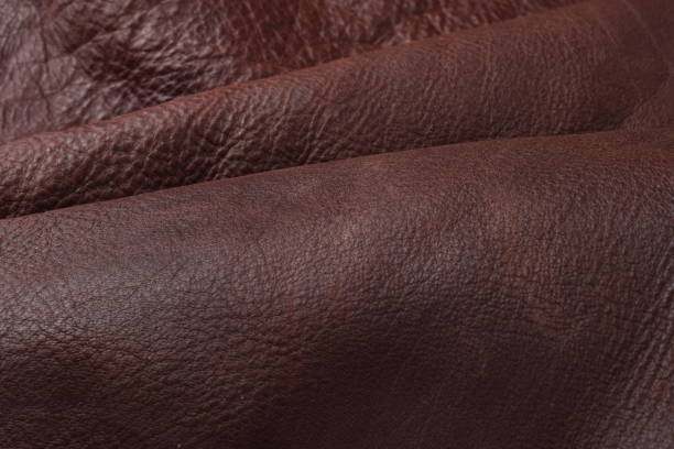 istock Genuine natural dark brown leather texture. 641061694