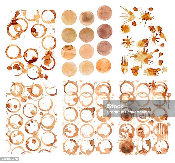 Coffee Paint Stains Splashes Stock Illustration - Download Image Now - Coffee - Drink, Ring - Jewelry, Stained