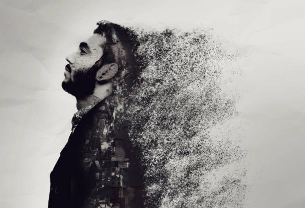 istock Creative abstract portrait of a guy shattered into pieces 641066312