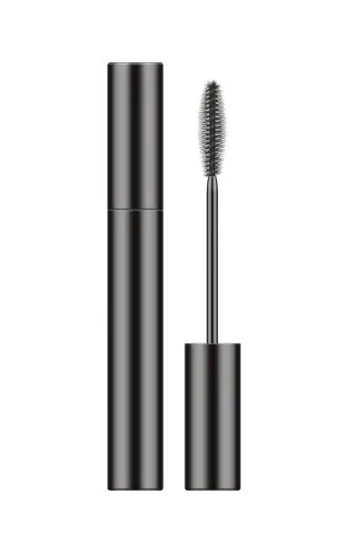 Vector illustration of Tube with mascara and brush.