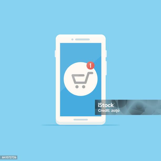 Shopping Cart Stock Illustration - Download Image Now - Online Shopping, E-commerce, Mobile Phone