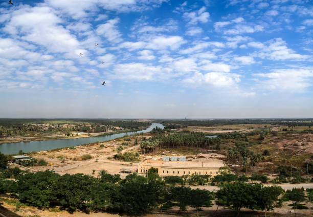View Euphrates river from former Hussein palace, Hillah, Babyl Iraq