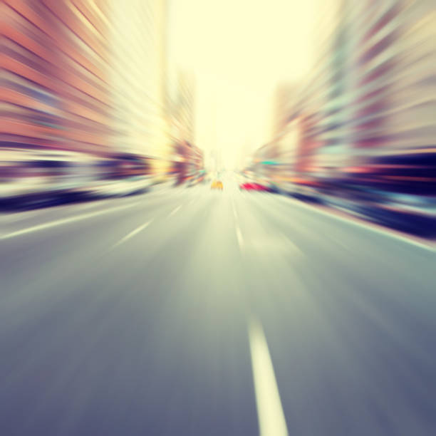 istock Motion blurred image of urban road. Vintage style. 641078224