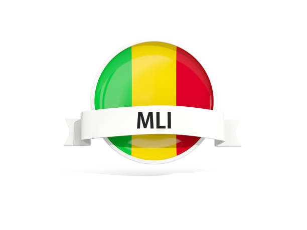 Flag of mali with banner and country code isolated on white. 3D illustration