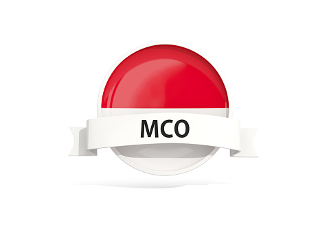 Flag of monaco with banner and country code isolated on white. 3D illustration