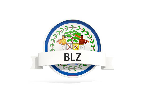 Flag of belize with banner and country code isolated on white. 3D illustration