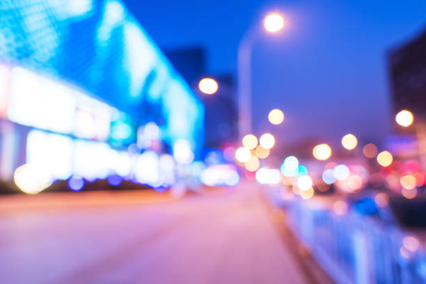 istock Modern urban night lights defocused abstract background 641082212