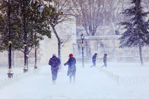 istanbul, cubierta de nieve después de golpe con tormenta de nieve severa - panoramic international landmark national landmark famous place fotografías e imágenes de stock