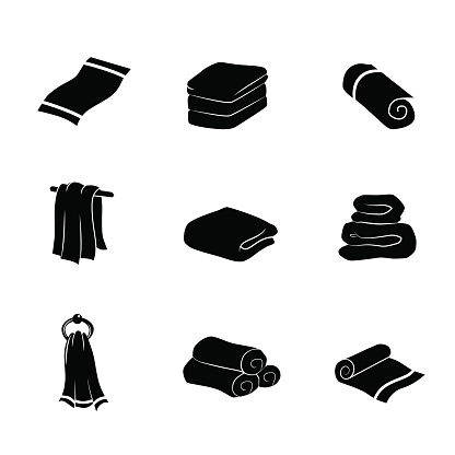 Vector art: different towel shapes icons.