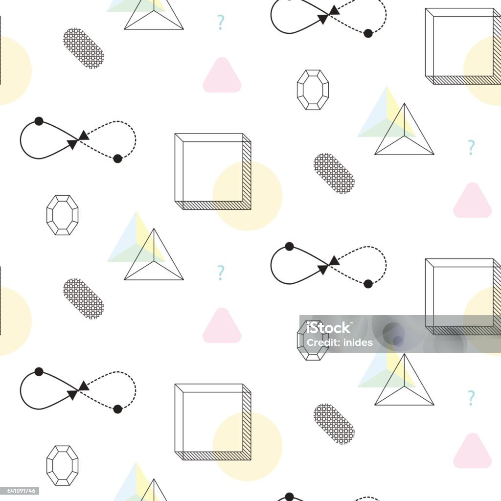 Infinity Patterns Using Shapes Infinity Shape And Cubes Nineties Seamless Vector Pattern Stock ...