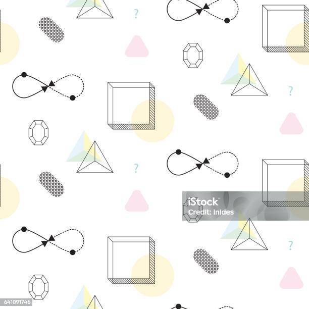 Infinity Shape And Cubes Nineties Seamless Vector Pattern Stock ...
