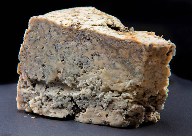 Cabrales cheese in black background stock photo