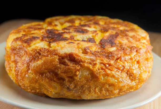 Spanish omelet macro stock photo