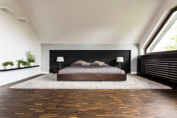 istock Big bed in a bedroom 641101056