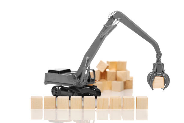 istock Crane and blank wooden cubes 641106228