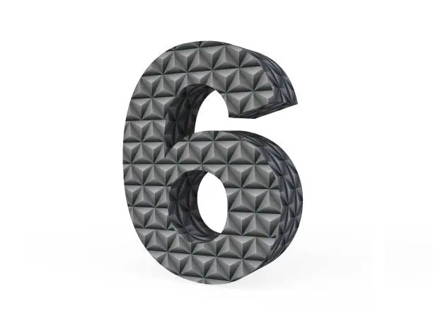 Black Mettalic Numbers with Diamond-Cut Pattern in 3D