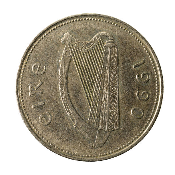 istock 1 irish pound coin (1990) reverse isolated on white background 641111944