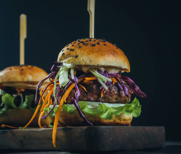 istock Homemade hamburger with fresh vegetables 641112316