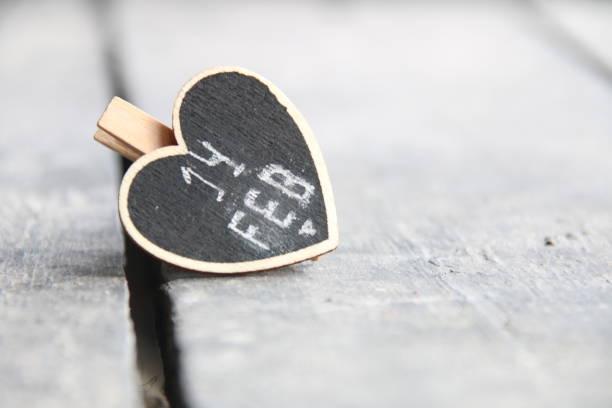 14 February - Valentines day idea. St Valentine's day greeting card with heart.
