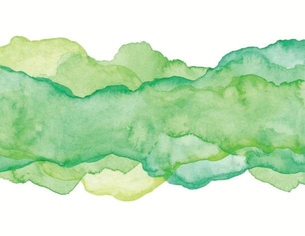 illustrations, cliparts, dessins animés et icônes de abstrait aquarelle verte - splashing water drop white background