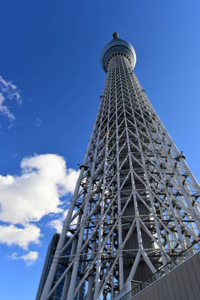 istock Tokyo sky tree tower with blue sky background in sumida-ku. Steel tower structure. 641113346