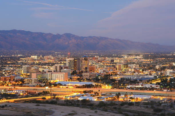 istock The Tucson skyline at dusk 641114536