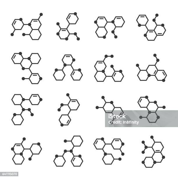 Ilustración de Molécula Estructura Iconos Conjunto Muestra De Logotipo Vector De y más Vectores Libres de Derechos de Molécula