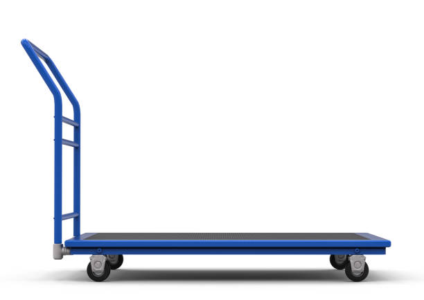 warehouse trolley or platform trolley 3d rendering warehouse trolley or platform trolley on white background pallet jack handle stock pictures, royalty-free photos & images