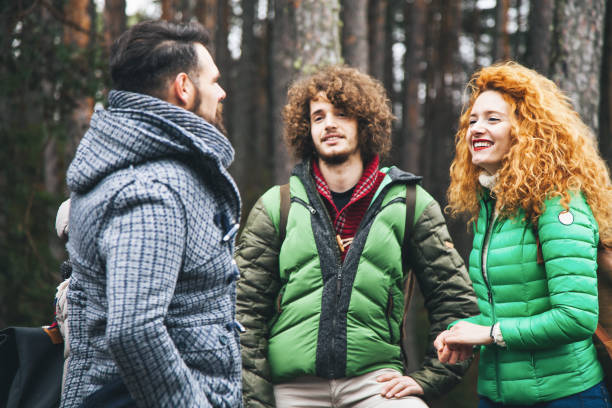 istock Group of friend walking into wood - Take a break 641120836