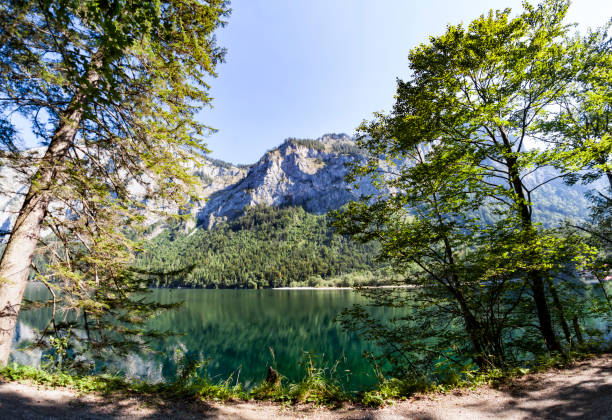 lake leopoldsteiner near eisenerz in styria, austria - mountain lake austria bavaria imagens e fotografias de stock