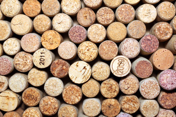 istock Background of used wine corks 641130162